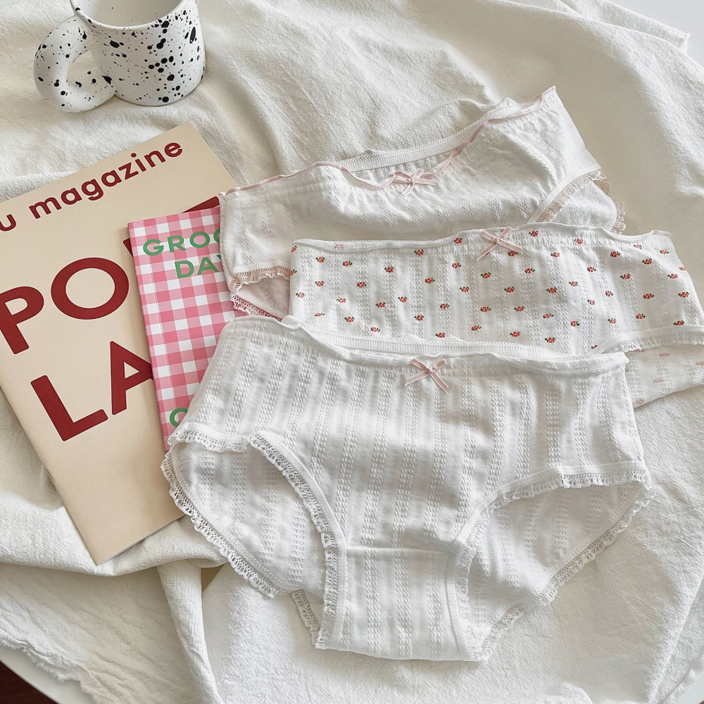 日系可愛少女內褲 女生內褲 中低內褲柔軟舒適 少女內褲 三角內褲流行內褲棉內褲可愛內褲 蝴蝶結 小紅書同款 STARS-細節圖2