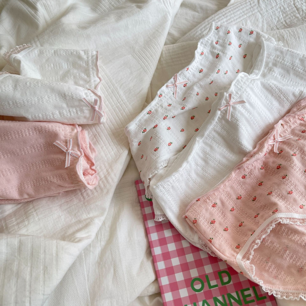 日系可愛少女內褲 女生內褲 中低內褲柔軟舒適 少女內褲 三角內褲流行內褲棉內褲可愛內褲 蝴蝶結 小紅書同款 STARS-細節圖6