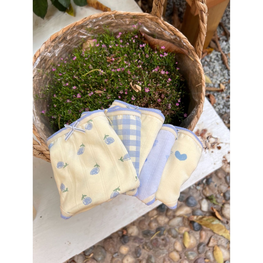 日系奶黃小內褲 現貨! 純棉內褲 印花設計 台灣現貨 中腰 女生內褲 內褲女生 學生內褲 透氣內褲STARS-細節圖6