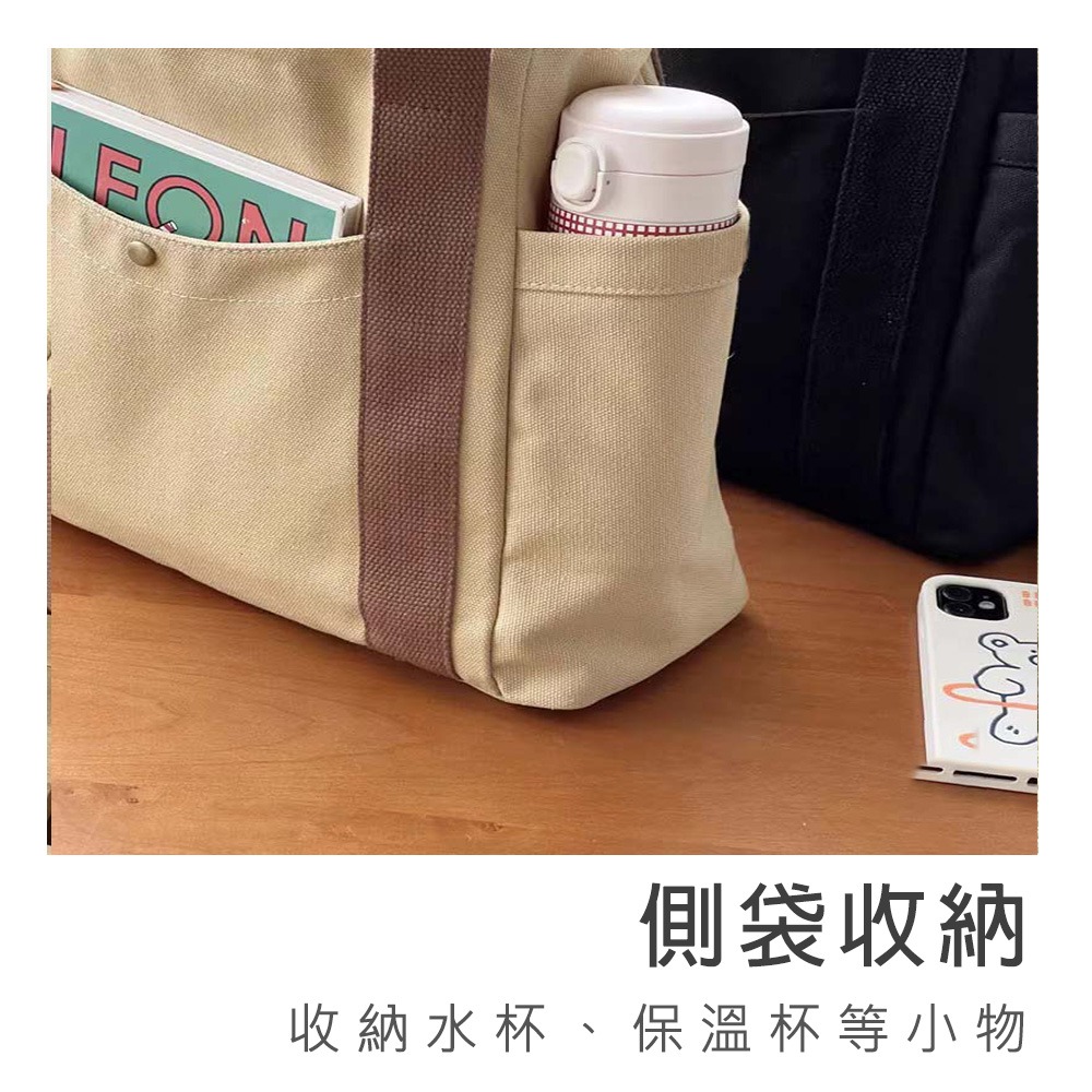【星辰】日系簡約帆布包 托特包 手提包 大中小款包包 單肩手提包 大容量包包 簡約帆布包 帆布包 通勤包包 ins風帆布-細節圖5