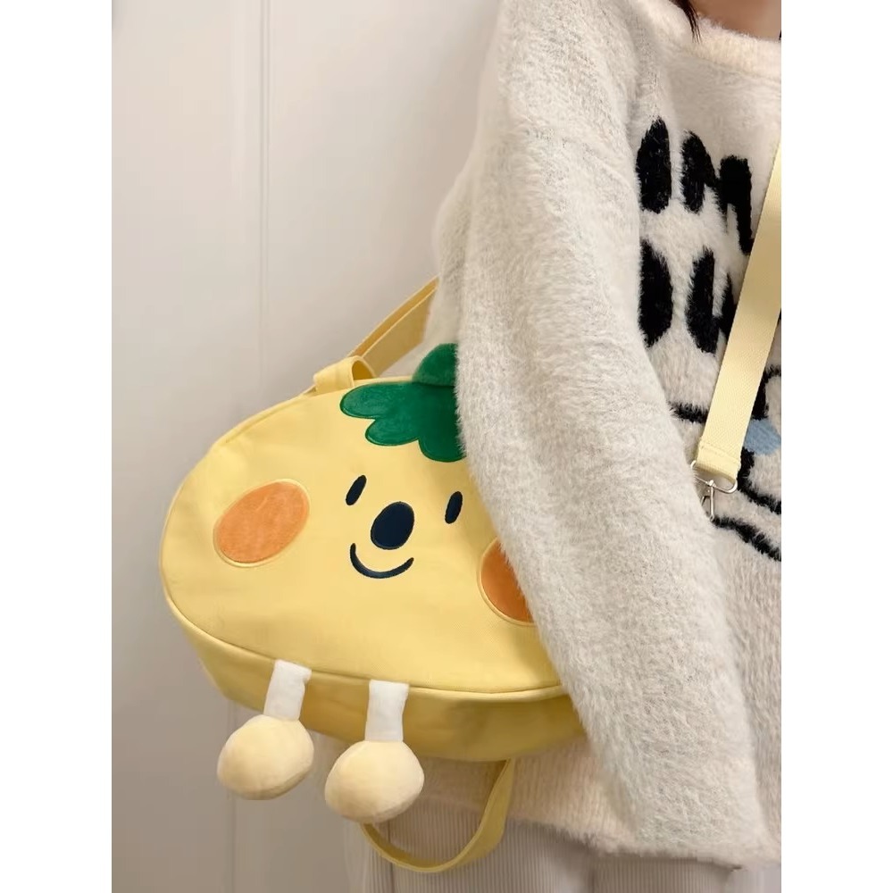 【星辰】番茄兩用帆布包 日系ins可愛卡通帆布包 女設計感 學生上課包 搞怪女孩 通勤 單肩大包 韓系帆布包 ins包-細節圖2