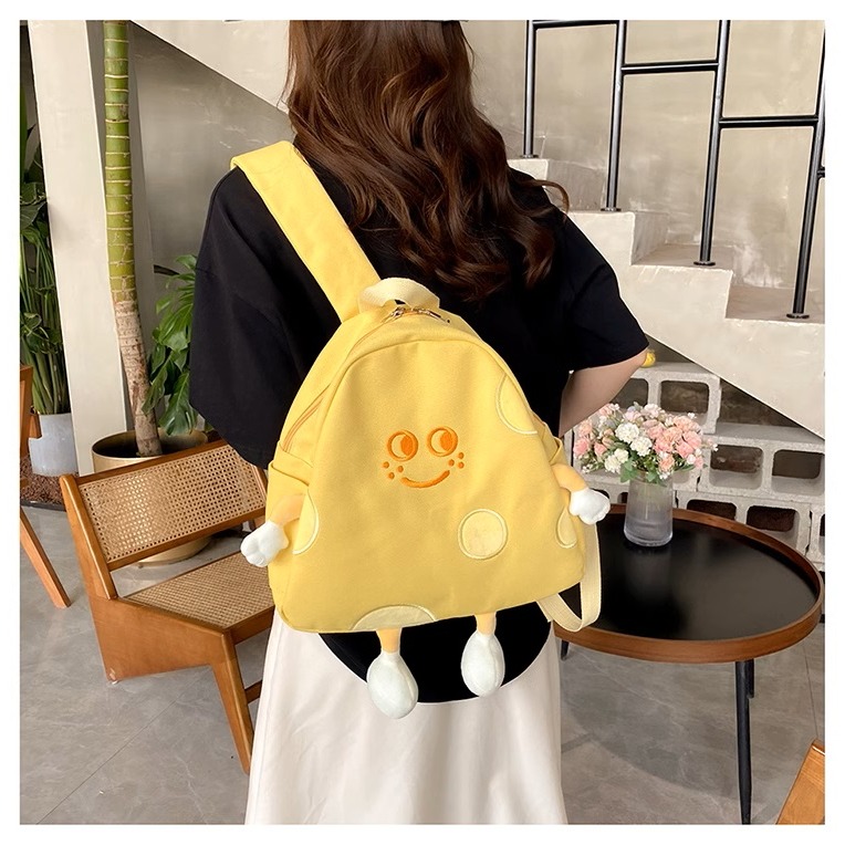 【星辰】起司奶烙造型後背包 雙肩包 可愛卡通 小背包 大容量 校園雙肩背包 女 日系 後背包 搞怪包 小紅書同款-細節圖6