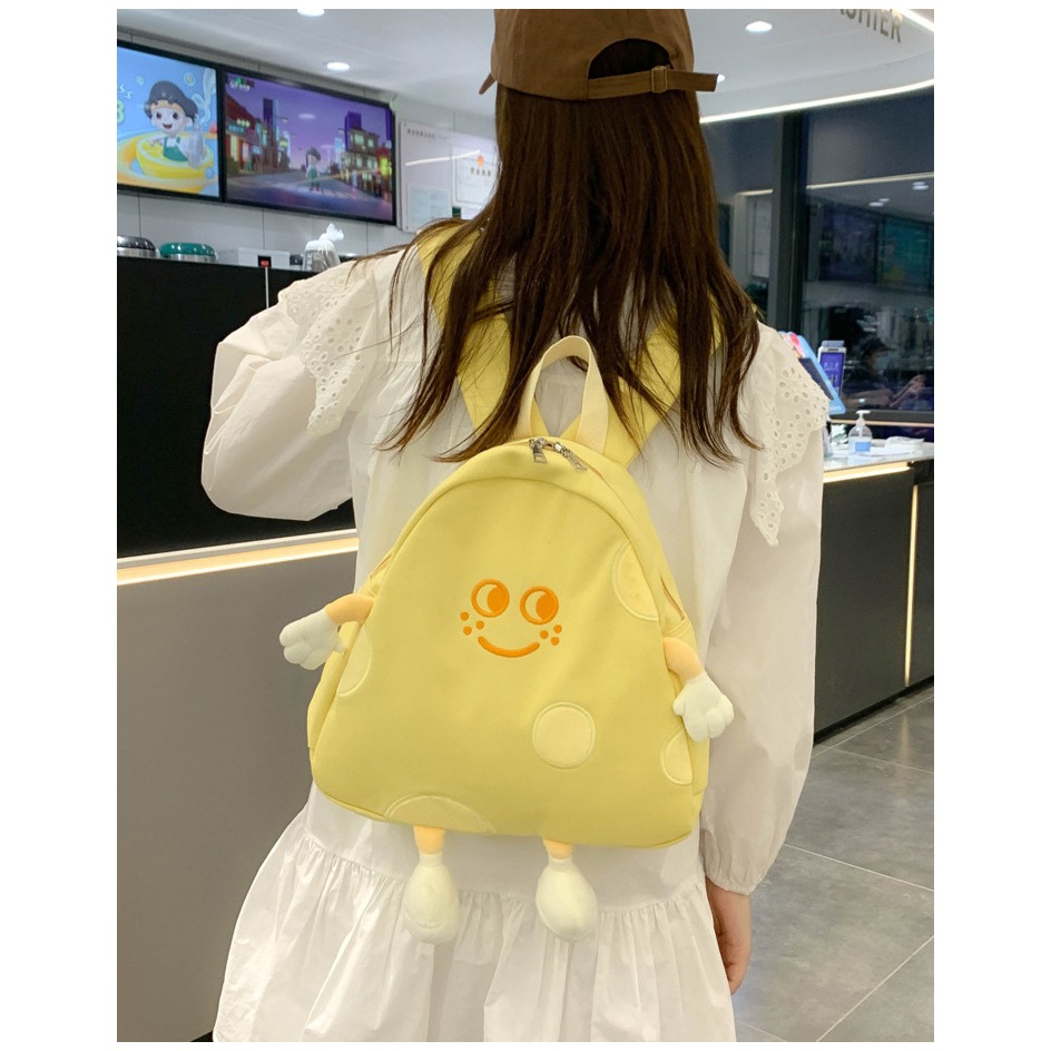 【星辰】起司奶烙造型後背包 雙肩包 可愛卡通 小背包 大容量 校園雙肩背包 女 日系 後背包 搞怪包 小紅書同款-細節圖9