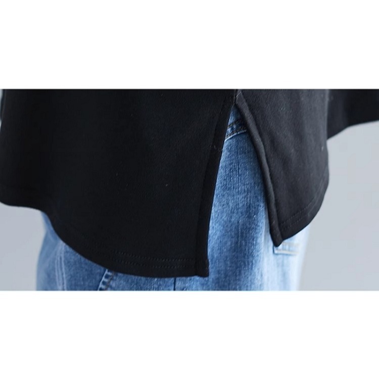 漾貝比中大碼【9154876】造型百搭立領純黑棉質內搭上衣 (38-50)-細節圖8