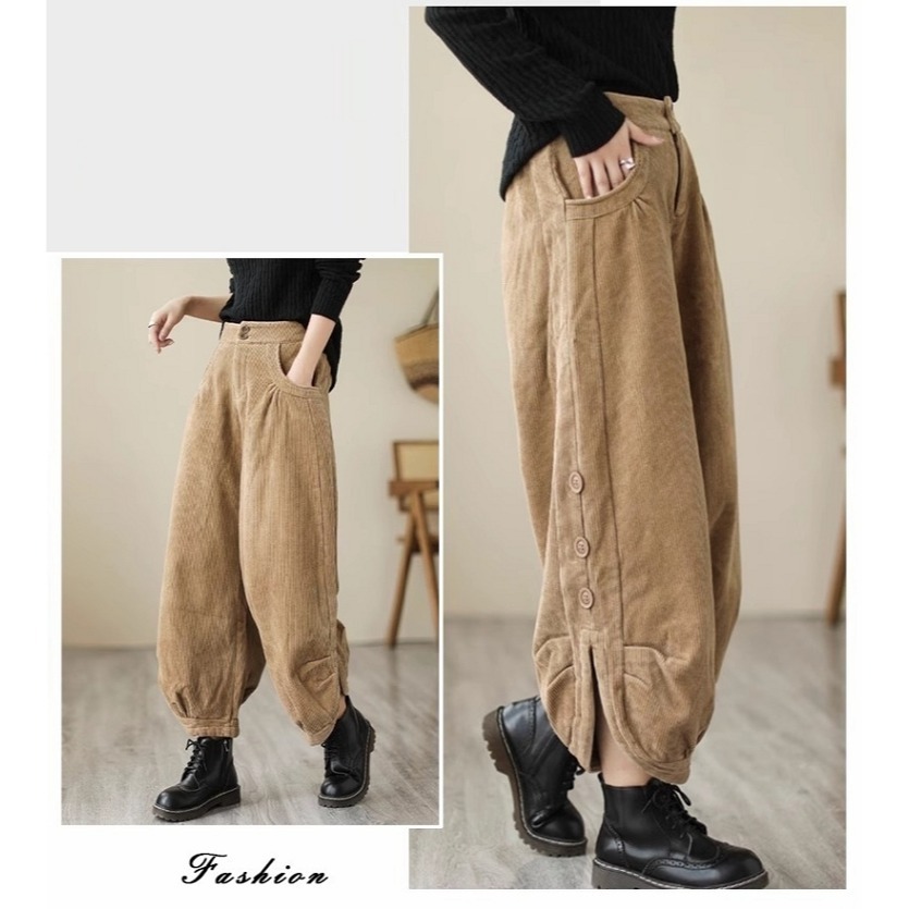 漾貝比中大碼【9154880】下花瓣開叉燈芯絨九分褲．共2色 (28-38)-細節圖5