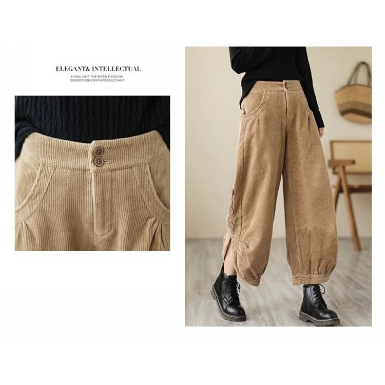 漾貝比中大碼【9154880】下花瓣開叉燈芯絨九分褲．共2色 (28-38)-細節圖6