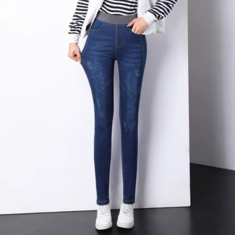 漾貝比中大碼【9154894】舒服羅紋鬆緊高彈力牛仔顯瘦鉛筆褲．共2色 (33-40)-細節圖6