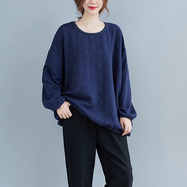 漾貝比中大碼【9154911】圓領立體小熊圓點中厚棉T．藍 (38-52)-細節圖2