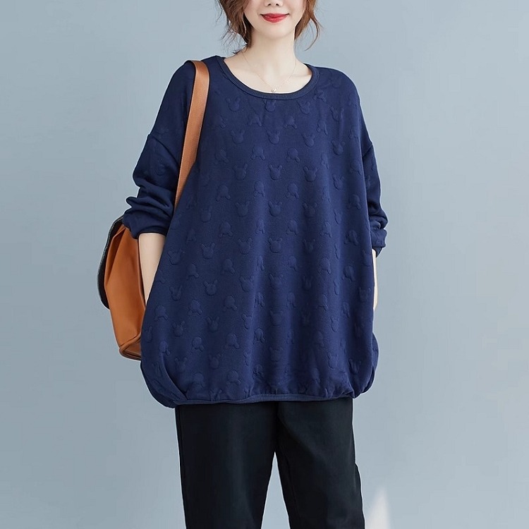 漾貝比中大碼【9154911】圓領立體小熊圓點中厚棉T．藍 (38-52)-細節圖4