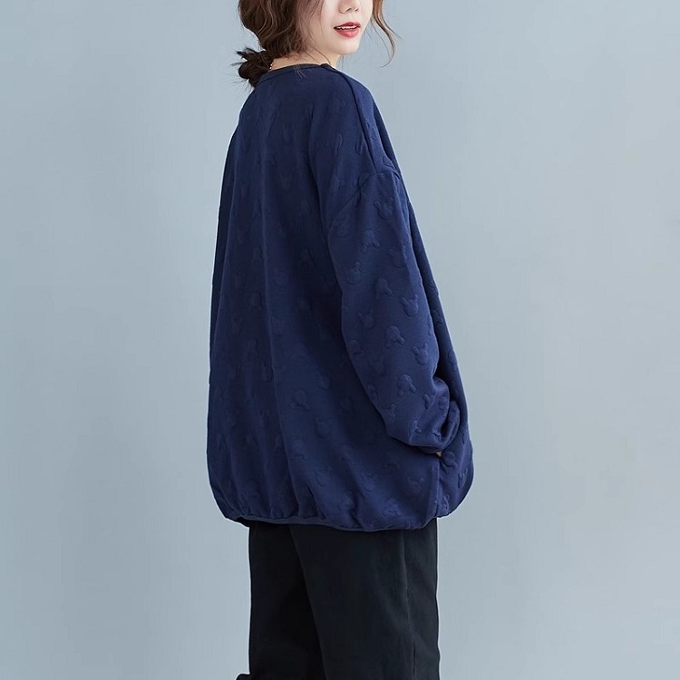 漾貝比中大碼【9154911】圓領立體小熊圓點中厚棉T．藍 (38-52)-細節圖5