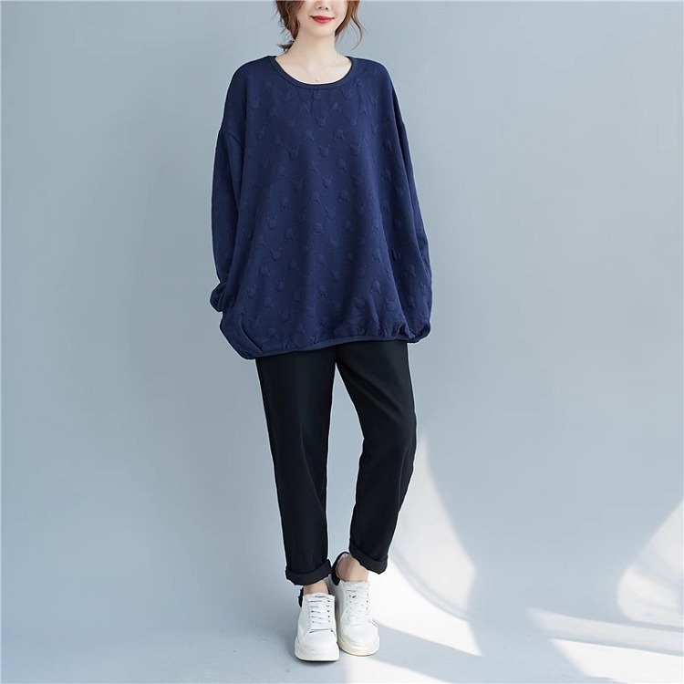 漾貝比中大碼【9154911】圓領立體小熊圓點中厚棉T．藍 (38-52)-細節圖6