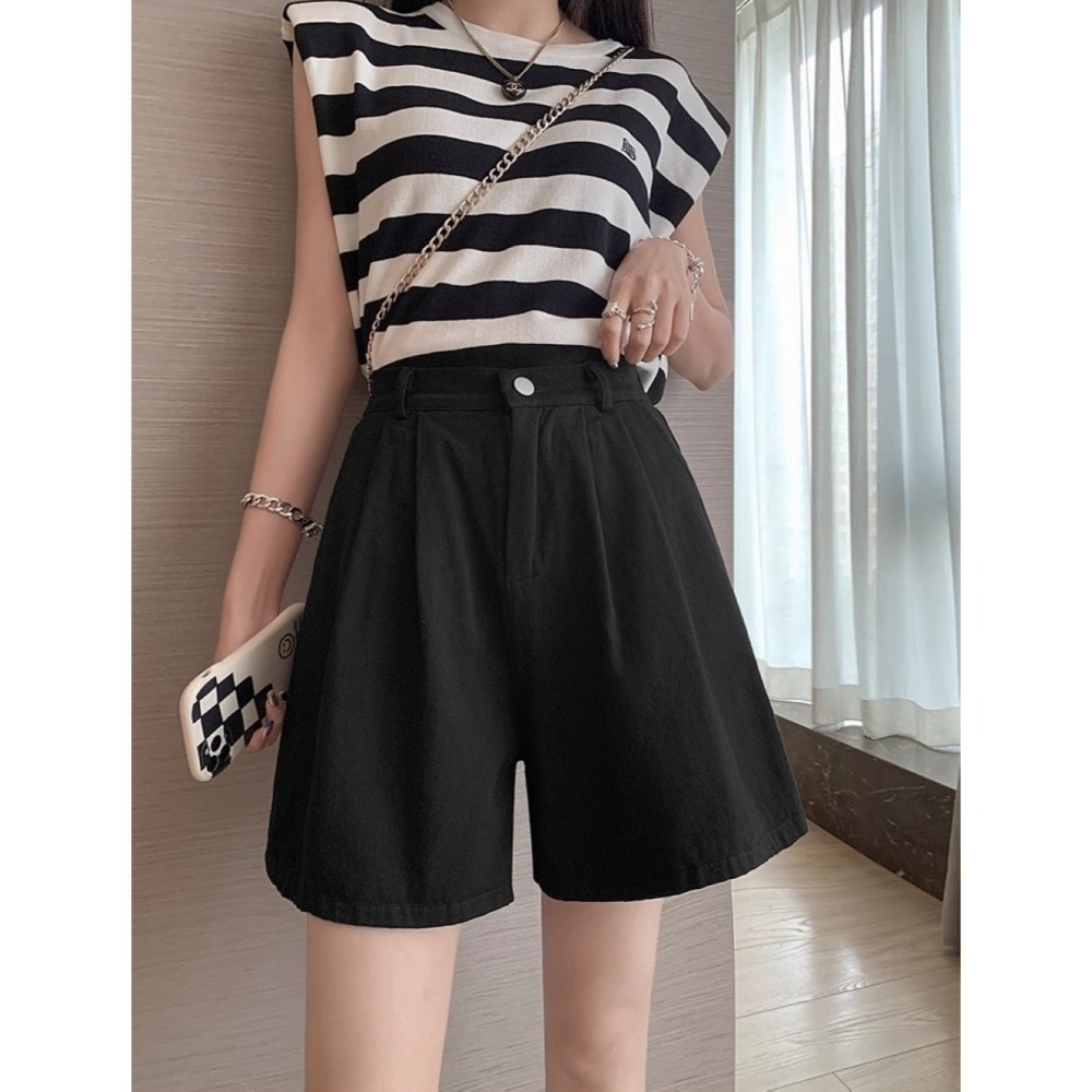 漾貝比【9155071】中大尺碼女裝 百搭一釦後鬆緊高腰打折五分褲．共2色 (32-39)-細節圖3