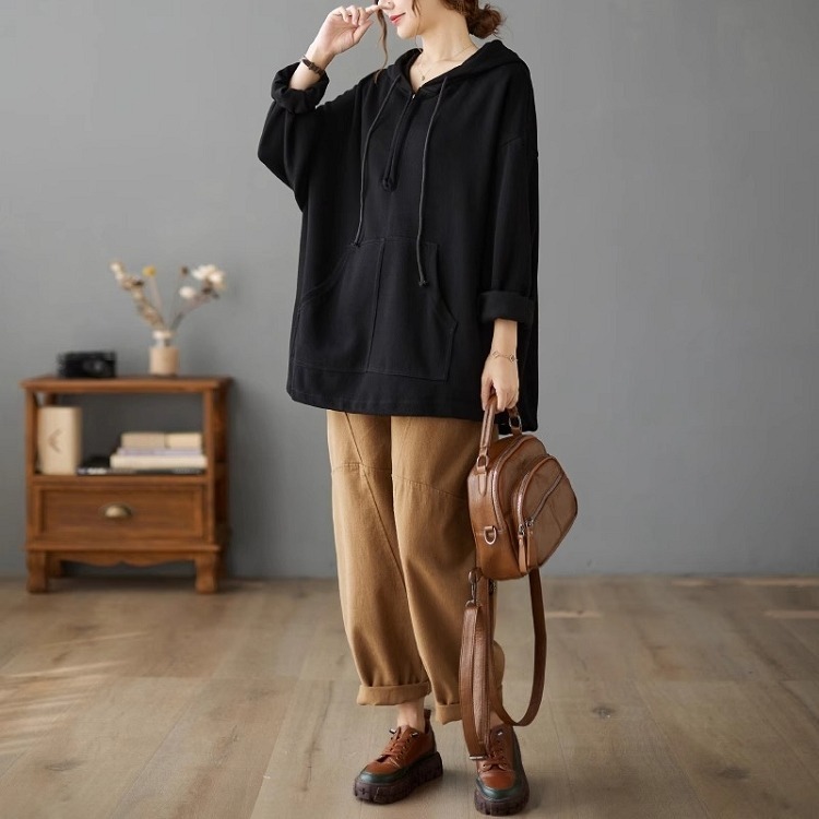 漾貝比【9155293】中大尺碼女裝 前開拉鍊連帽口袋中長版織衣上衣．共2色(40-52)-細節圖3