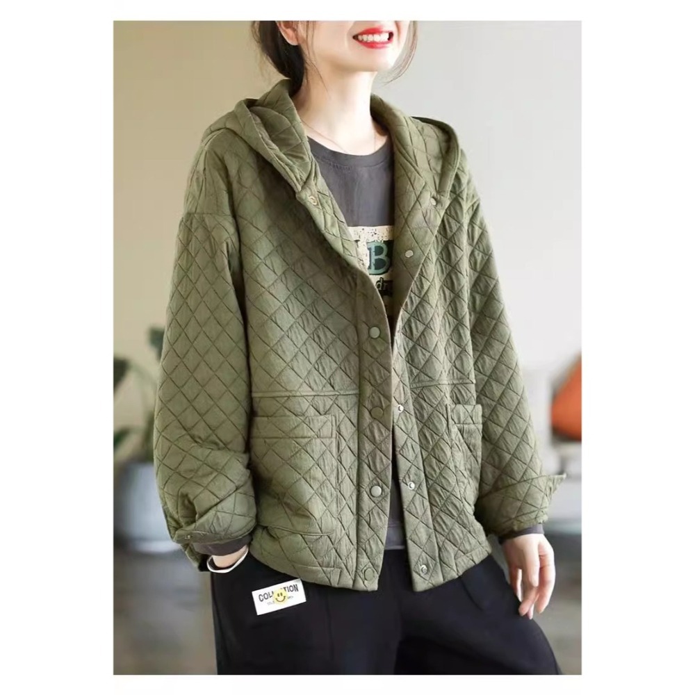 漾貝比【9155326】中大尺碼女裝 菱格車線保暖夾棉連帽外套(38-48)-細節圖6