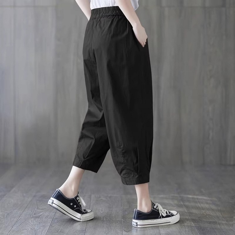 漾貝比【9155380】中大尺碼女裝 鬆緊抓皺口袋純色七分哈倫褲 (28-38)-細節圖5