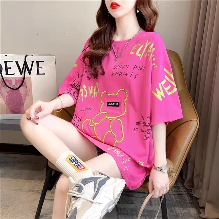 漾貝比【9155394】中大尺碼女裝 滿版英文立體印刷玩具小熊圓領T．共2色 (36-48)-細節圖8