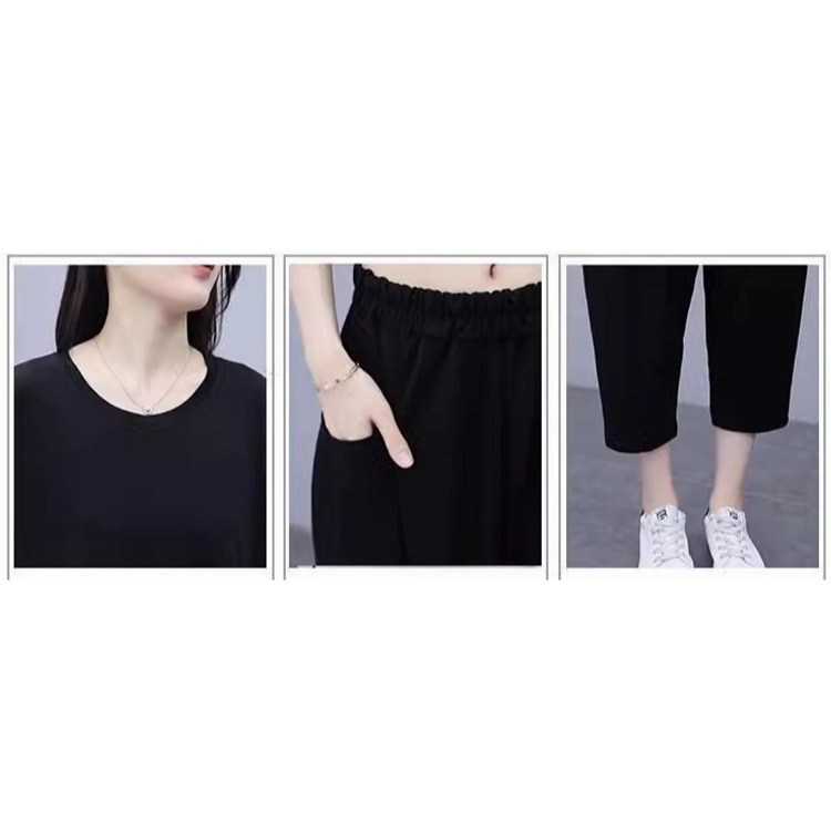 漾貝比【9155437】中大尺碼女裝 下襬拼接直紋上衣+九分褲套裝 (38-50)-細節圖5