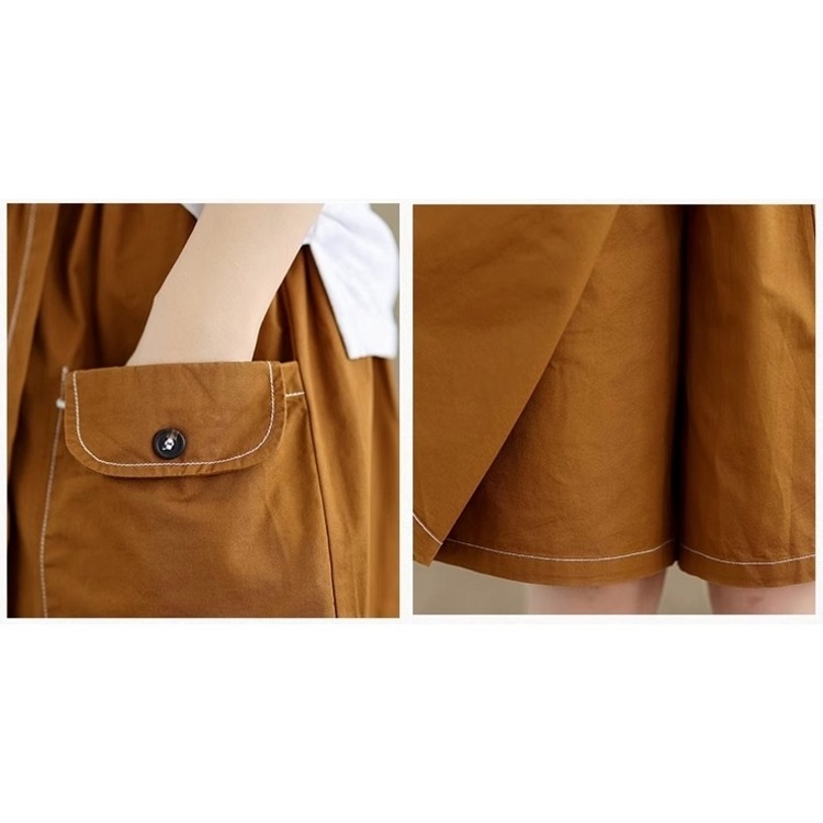 漾貝比【9155456】中大尺碼女裝 鬆緊翻領一釦五分工裝褲裙．共2色 (28-38)-細節圖6