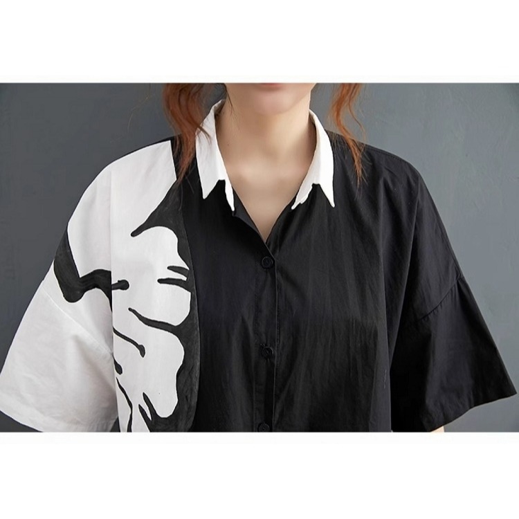 漾貝比【9155481】中大尺碼女裝 撞色大花襯衫+哈倫褲套裝 (40-50)-細節圖5