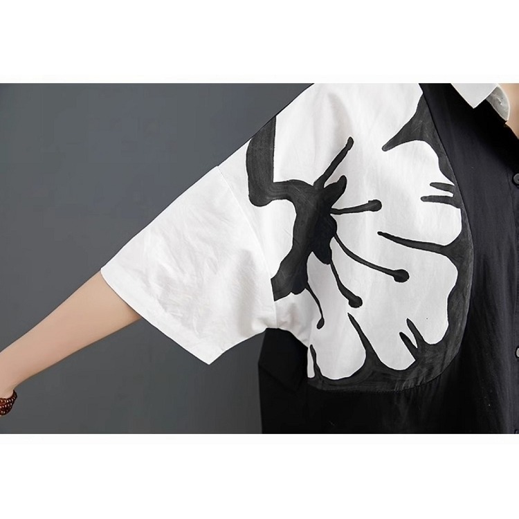 漾貝比【9155481】中大尺碼女裝 撞色大花襯衫+哈倫褲套裝 (40-50)-細節圖6