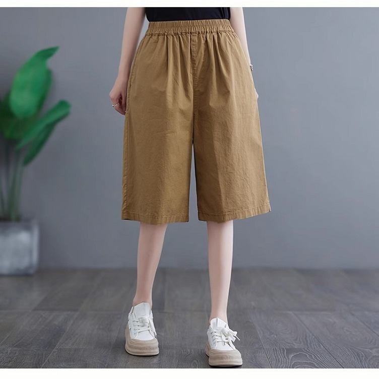 漾貝比【9155491】中大尺碼女裝 素面五分棉麻鬆緊闊腿褲．共2色 (29-40)-細節圖9