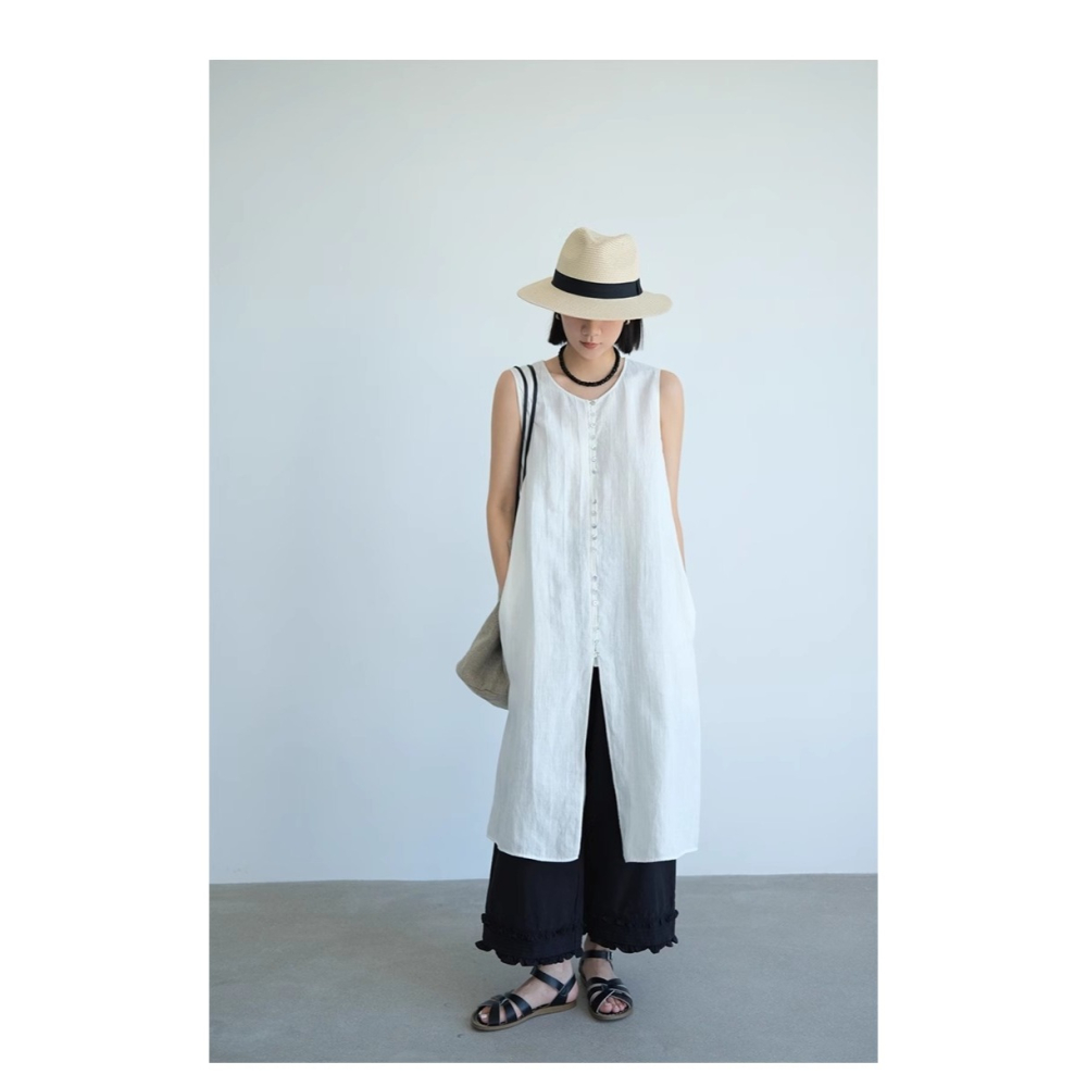 漾貝比【9155507】中大尺碼女裝 褲管木耳滾邊黑色八分闊腿褲 (30-38)-細節圖6