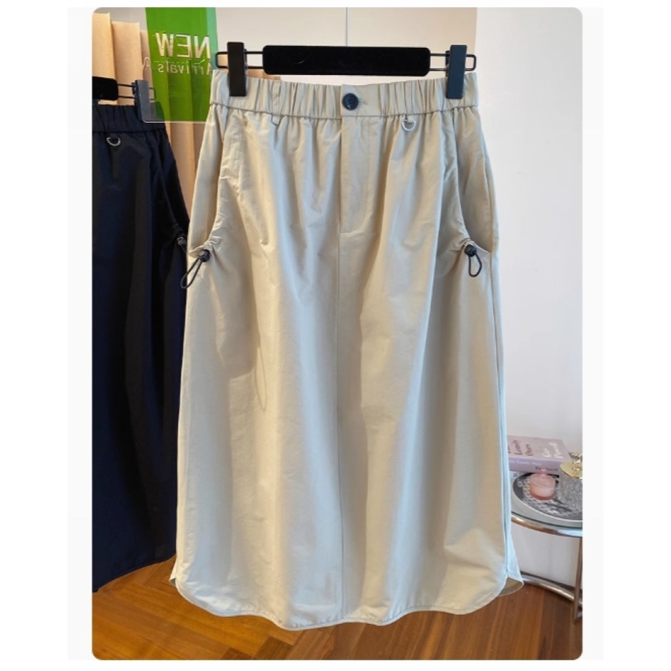 漾貝比【9155516】中大尺碼女裝 抓皺口袋工裝鬆緊半身裙．共2色 (30-39)-細節圖5