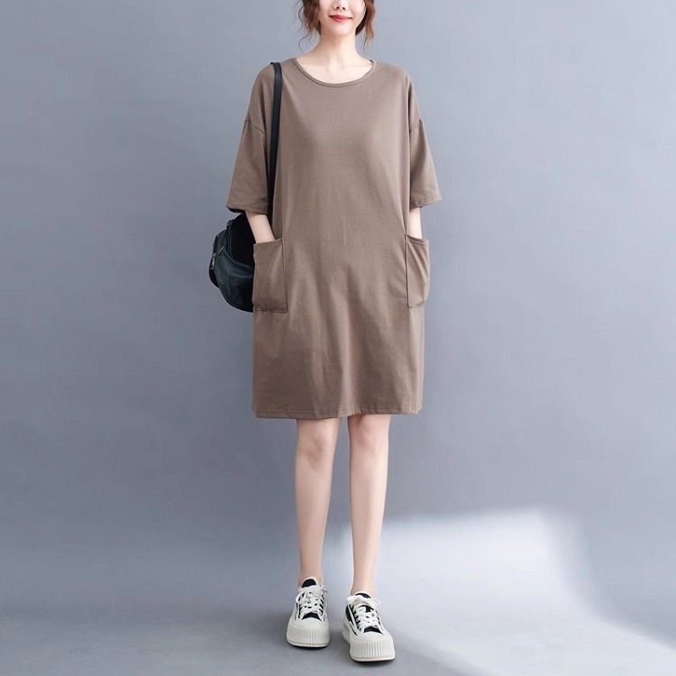 漾貝比【9155518】中大尺碼女裝 雙口袋純色接袖A字洋裝．共2色 (38-49)-規格圖8