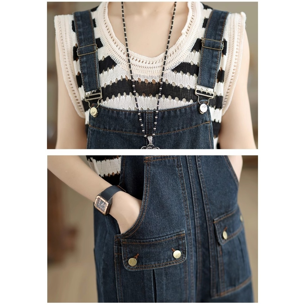 漾貝比【9155527】中大尺碼女裝 顯瘦立體口袋反折牛仔吊帶短褲 (29-38)-細節圖7