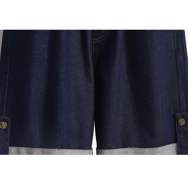 漾貝比【9155529】中大尺碼女裝 深藍色彈性反折五分天絲牛仔褲 (29-44)-細節圖6