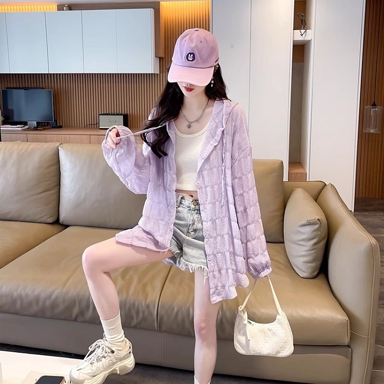 漾貝比【9155531】中大尺碼女裝 薄款開襟冰絲防曬薰衣紫外套 (38-50)-細節圖2