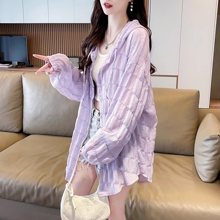 漾貝比【9155531】中大尺碼女裝 薄款開襟冰絲防曬薰衣紫外套 (38-50)-細節圖3