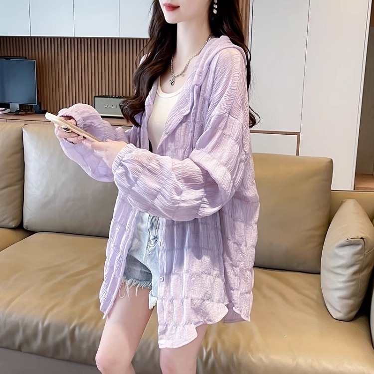 漾貝比【9155531】中大尺碼女裝 薄款開襟冰絲防曬薰衣紫外套 (38-50)-細節圖4