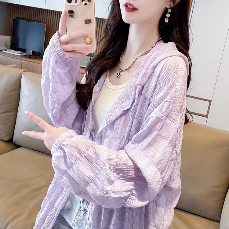 漾貝比【9155531】中大尺碼女裝 薄款開襟冰絲防曬薰衣紫外套 (38-50)-細節圖5