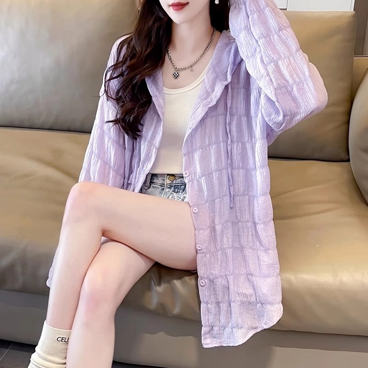 漾貝比【9155531】中大尺碼女裝 薄款開襟冰絲防曬薰衣紫外套 (38-50)-細節圖7