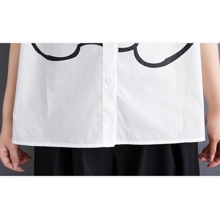 漾貝比【9155551】中大尺碼女裝 簡約盛開玫瑰開釦襯衫．黑(40-50)-細節圖9