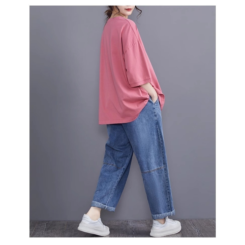 漾貝比【9155552】中大尺碼女裝 漁夫帽小洋裝女孩印花圓領棉T．黑/粉(38-49)-細節圖7