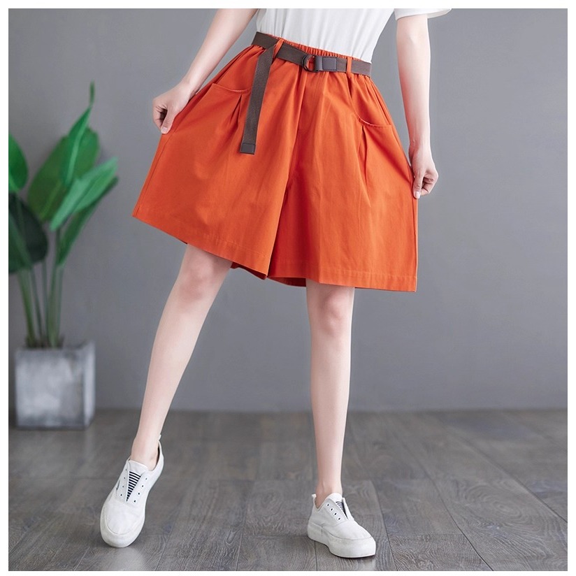 漾貝比【9155594】中大尺碼女裝 鬆緊腰半弧口袋混棉斜紋短褲．共2色(40-45)-規格圖9