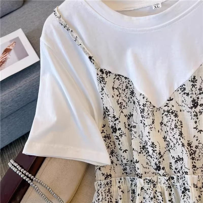 漾貝比【9155599】中大尺碼女裝 拼接碎花雪紡背心裙假兩件式洋裝(38-48)-細節圖10