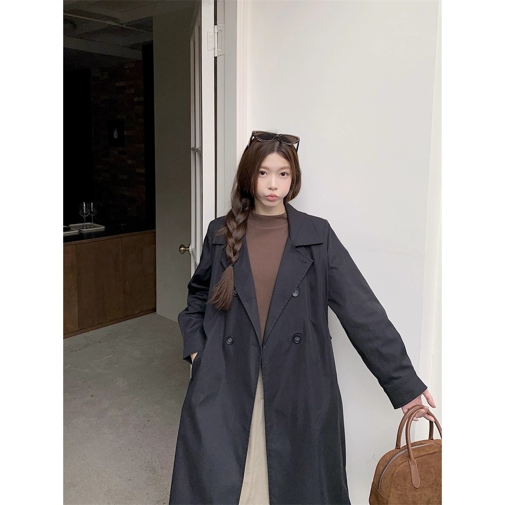 漾貝比【9155624】中大尺碼女裝  帥氣英倫風西裝領大釦長版風衣外套(36-49)-細節圖6