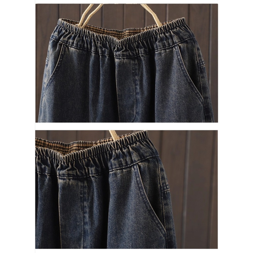 漾貝比【9155630】中大尺碼女裝 復古中國風繡花九分牛仔哈倫褲(28-38)-細節圖4