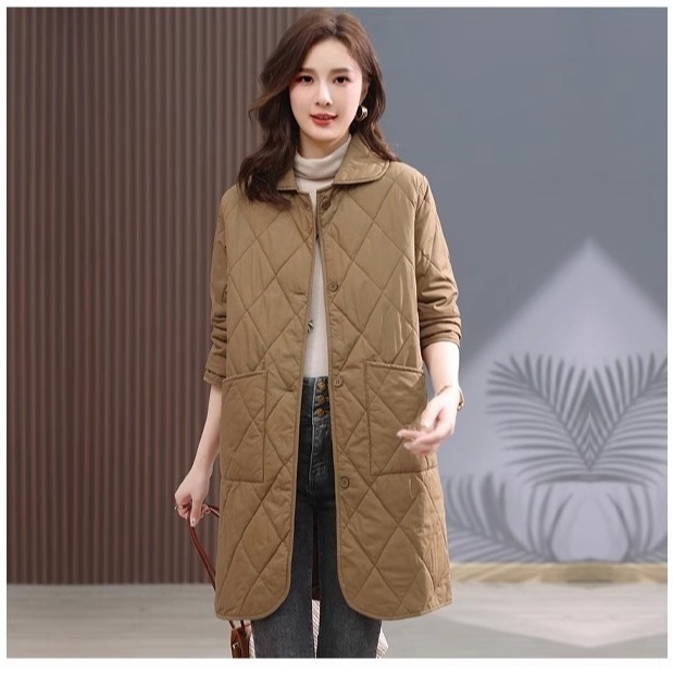 漾貝比【9155647】中大尺碼女裝 菱格夾棉口袋大釦長版保暖外套．共2色(36-44)-規格圖10