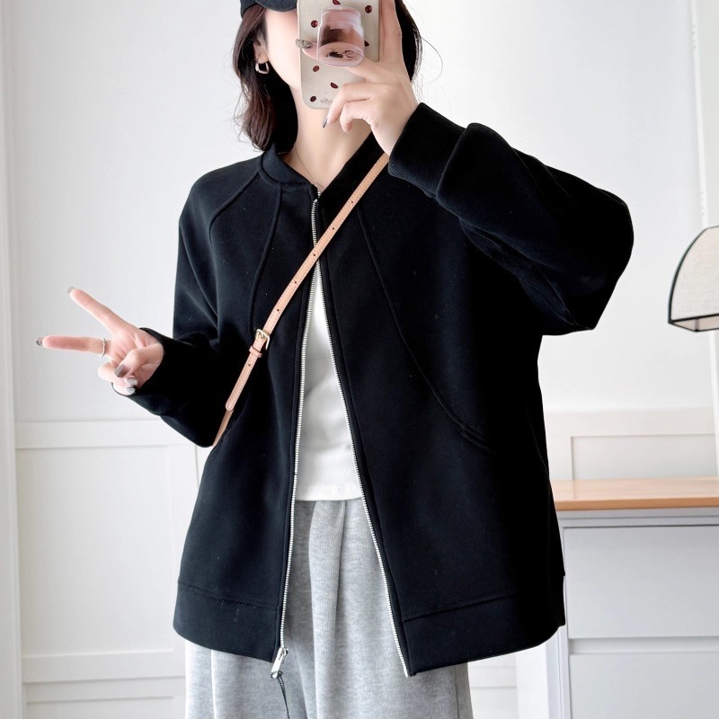 漾貝比【9155660】中大尺碼女裝 小立領層次拼接織衣拉鍊外套．共2色(36-53)-細節圖2
