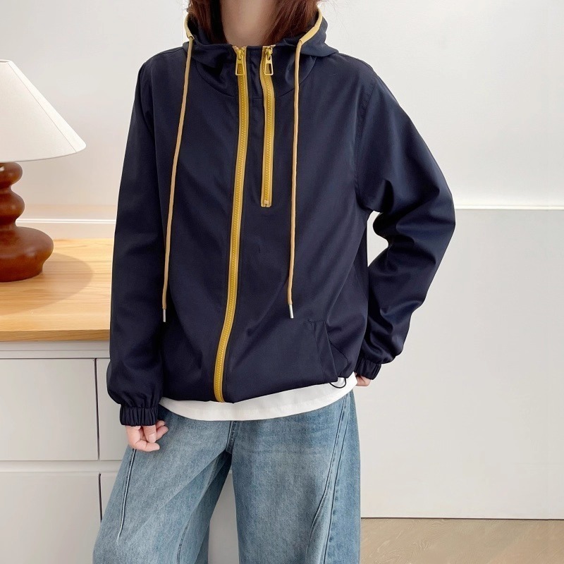 漾貝比【9155661】中大尺碼女裝 黃x藏青撞色拉鍊連帽衝鋒外套(36-52)-細節圖6