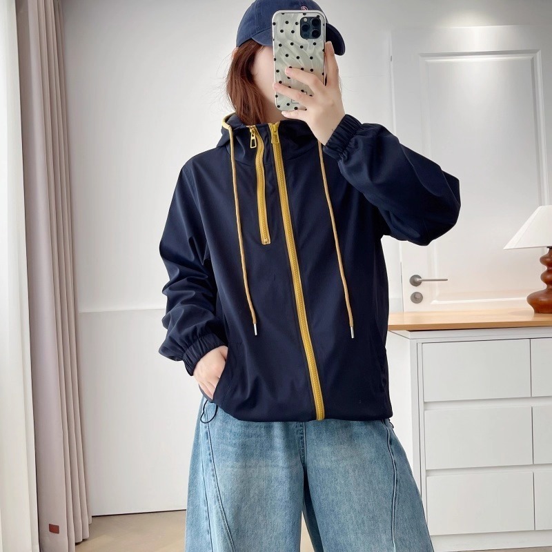 漾貝比【9155661】中大尺碼女裝 黃x藏青撞色拉鍊連帽衝鋒外套(36-52)-細節圖7