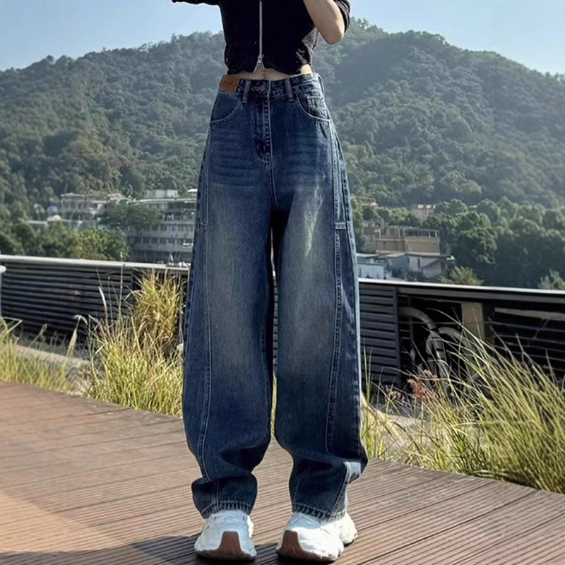 漾貝比【9155672】中大尺碼女裝 帥氣有蓋口袋直筒鐮刀牛仔長褲(34-40)-細節圖4