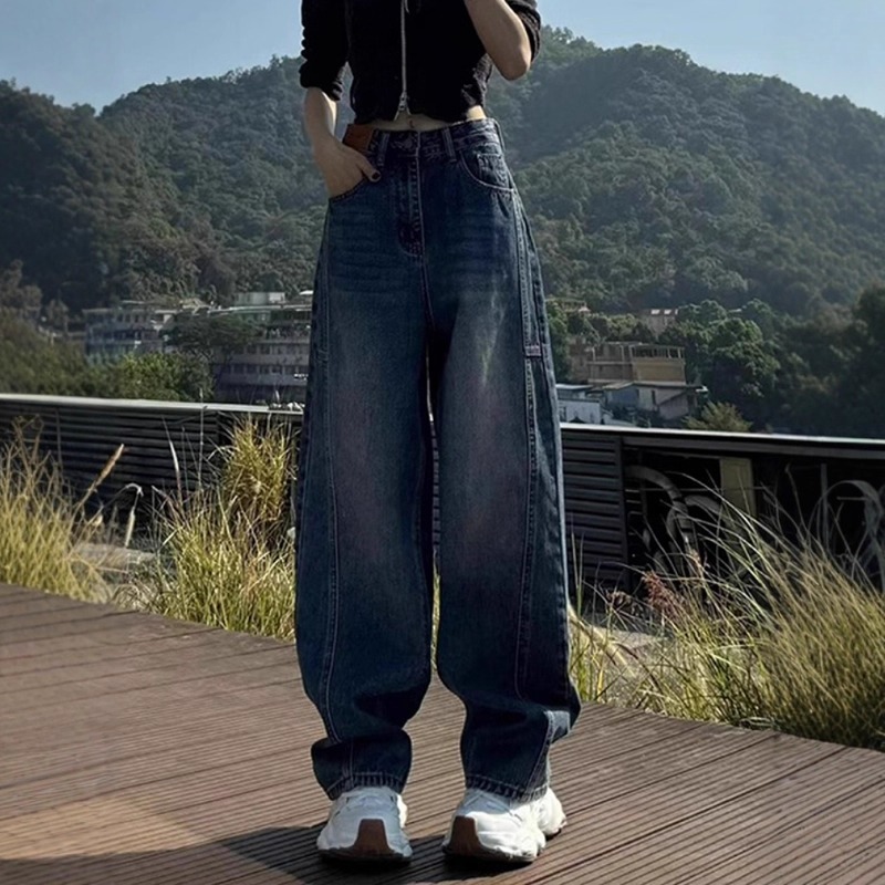 漾貝比【9155672】中大尺碼女裝 帥氣有蓋口袋直筒鐮刀牛仔長褲(34-40)-細節圖5