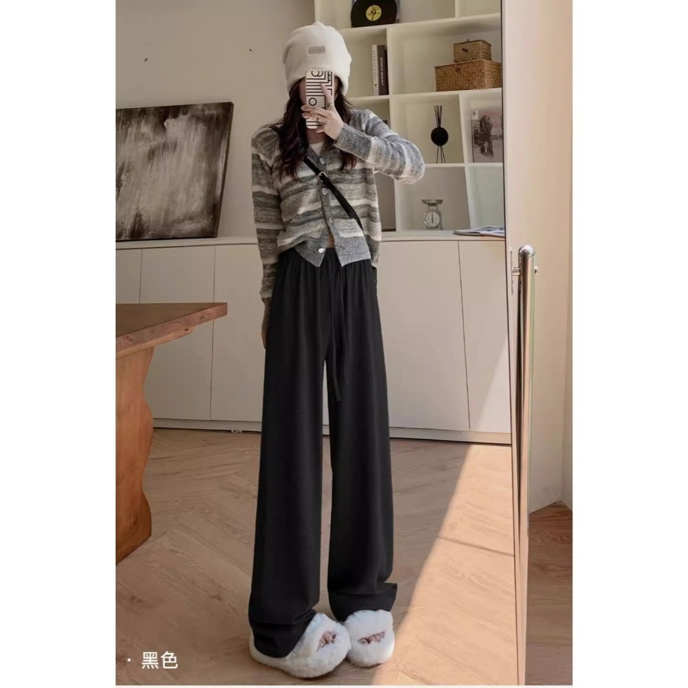 漾貝比【9155704】中大尺碼女裝 鬆緊綁帶加絨加厚直筒糯米褲 (28-48)-細節圖2