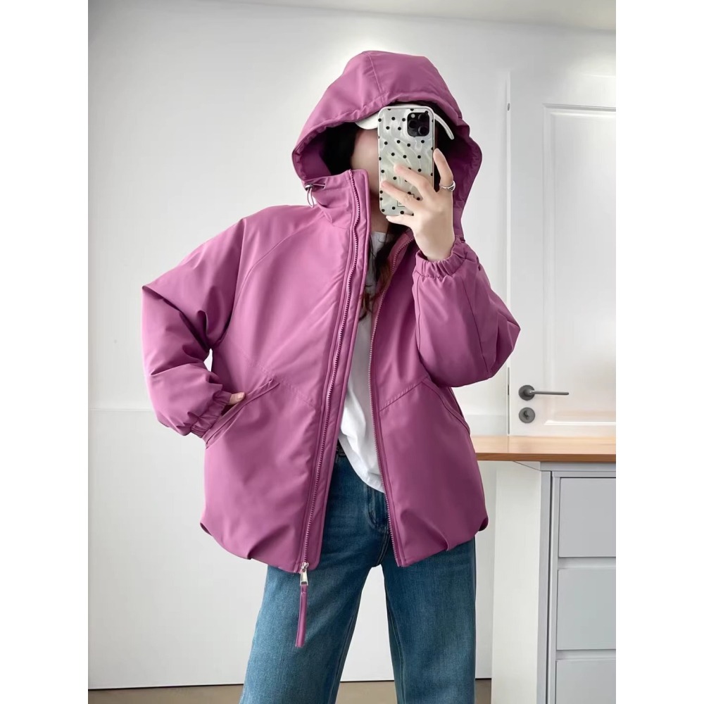 漾貝比【9155707】中大尺碼女裝 斜口袋下抽繩連帽夾棉保暖外套．共2色 (40-52)-細節圖7