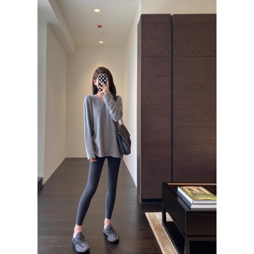 漾貝比【9155710】中大尺碼女裝 秋冬高腰德絨保暖修身九分內搭褲 (28-45)-細節圖8